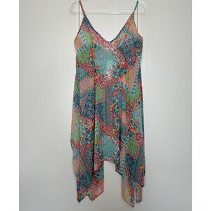 Into the Bleu Swim Cover up Paisley Floral Handkerchief Hem Large